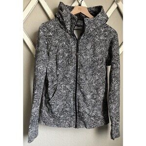 Lululemon Women's 8 Scuba Full Zip Hoodie Offbeat Alpine White/Black W4BQDS